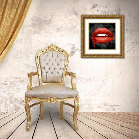 Iced Lips Gold Ornate Wood Framed Art Print with Double Matting by Prime, Marcus