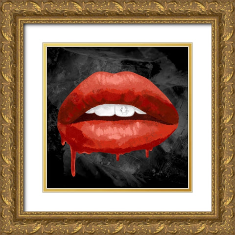 Iced Lips Gold Ornate Wood Framed Art Print with Double Matting by Prime, Marcus