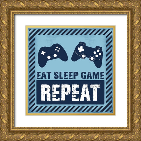 Eat Sleep Game Gold Ornate Wood Framed Art Print with Double Matting by Prime, Marcus