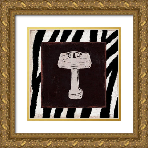 Safari Bath 1 Gold Ornate Wood Framed Art Print with Double Matting by Prime, Marcus