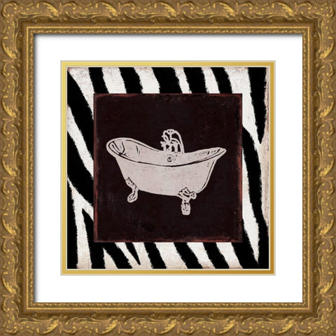 Safari Bath 3 Gold Ornate Wood Framed Art Print with Double Matting by Prime, Marcus