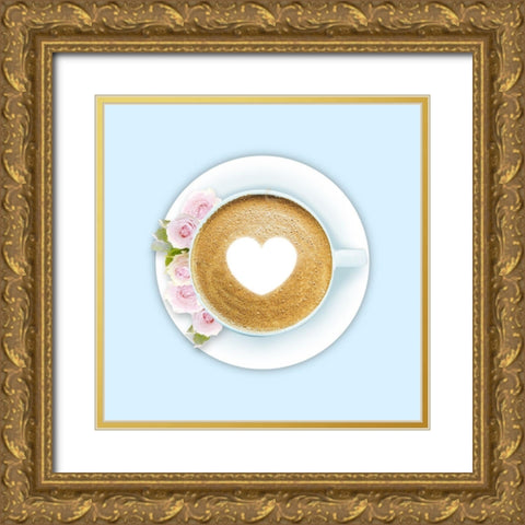 Coffee Love Gold Ornate Wood Framed Art Print with Double Matting by Prime, Marcus