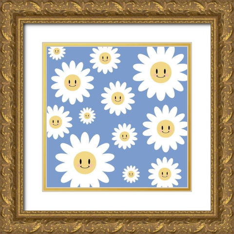 Happy Daisies 2 Gold Ornate Wood Framed Art Print with Double Matting by Prime, Marcus