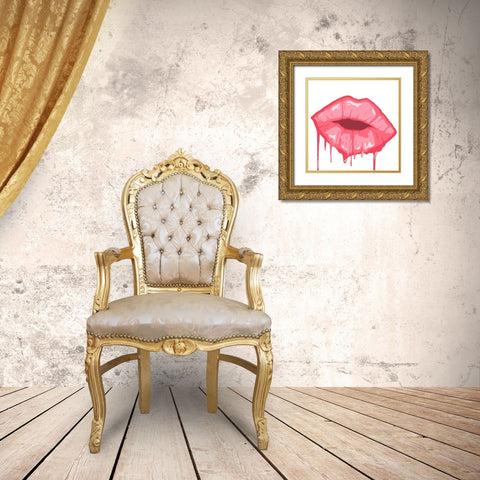 Dripping Kiss Gold Ornate Wood Framed Art Print with Double Matting by Prime, Marcus