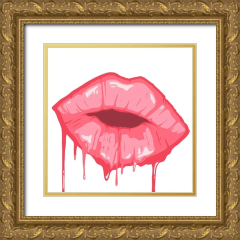 Dripping Kiss Gold Ornate Wood Framed Art Print with Double Matting by Prime, Marcus