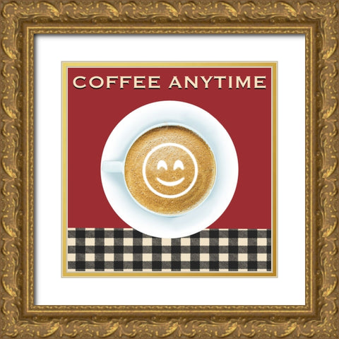 Coffee Anytime Gold Ornate Wood Framed Art Print with Double Matting by Prime, Marcus