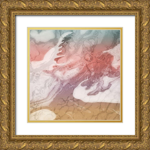Pastel Abstract Gold Ornate Wood Framed Art Print with Double Matting by Prime, Marcus