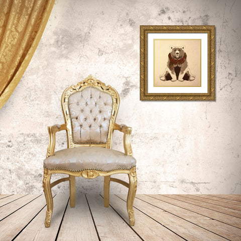 Festive Bear Gold Ornate Wood Framed Art Print with Double Matting by Prime, Marcus