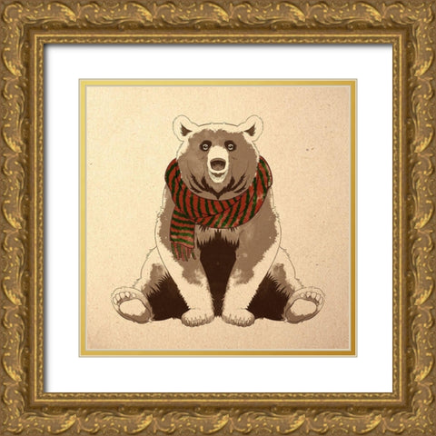 Festive Bear Gold Ornate Wood Framed Art Print with Double Matting by Prime, Marcus