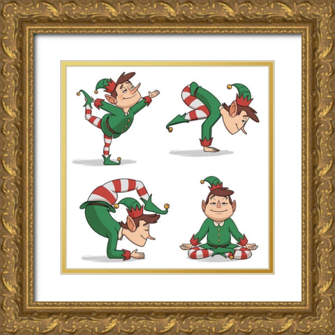 Yoga Elves 5 Gold Ornate Wood Framed Art Print with Double Matting by Prime, Marcus