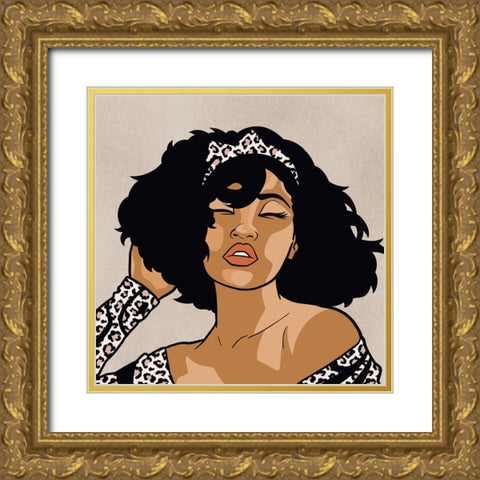 Cheetah Print Diva 2 Gold Ornate Wood Framed Art Print with Double Matting by Prime, Marcus