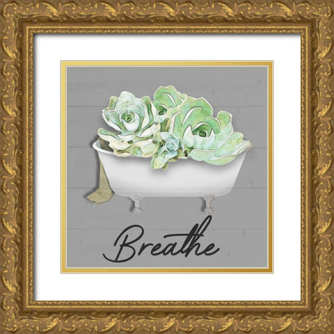 Breathe Succulent Gold Ornate Wood Framed Art Print with Double Matting by Prime, Marcus