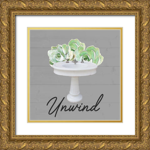 Unwind Succulent Gold Ornate Wood Framed Art Print with Double Matting by Prime, Marcus