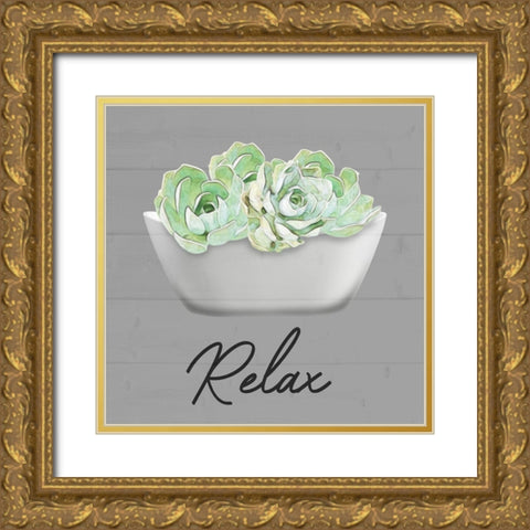 Relaxed Succulent Gold Ornate Wood Framed Art Print with Double Matting by Prime, Marcus