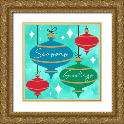 Seasons Greetings Gold Ornate Wood Framed Art Print with Double Matting by Prime, Marcus