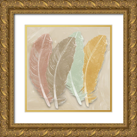 Feather Bunch Gold Ornate Wood Framed Art Print with Double Matting by Prime, Marcus
