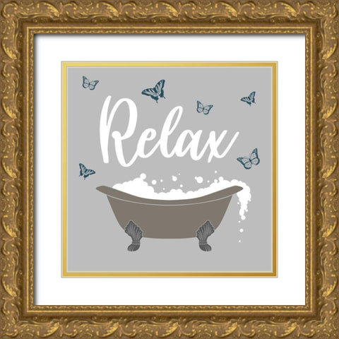 Butterfly Bath 1 Gold Ornate Wood Framed Art Print with Double Matting by Prime, Marcus