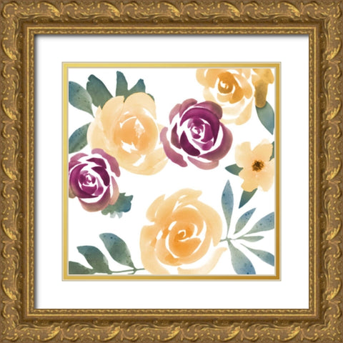 Bright Floral Bunch 1 Gold Ornate Wood Framed Art Print with Double Matting by Prime, Marcus