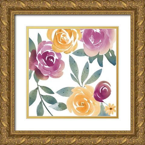 Bright Floral Bunch 2 Gold Ornate Wood Framed Art Print with Double Matting by Prime, Marcus