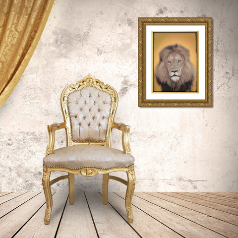 Lion In Thought 2 Gold Ornate Wood Framed Art Print with Double Matting by Prime, Marcus