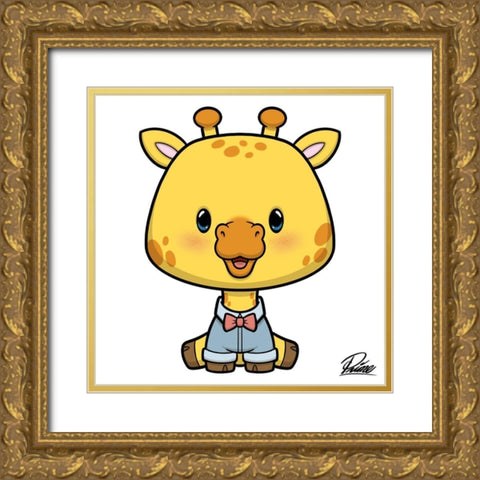 Gavin Giraffe Gold Ornate Wood Framed Art Print with Double Matting by Prime, Marcus
