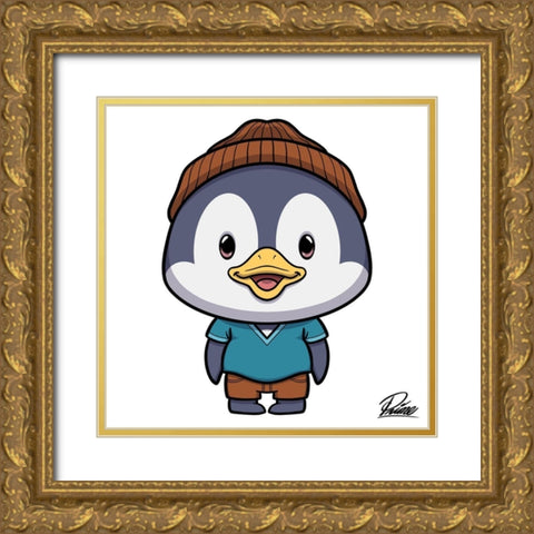 Pryce Penguin Gold Ornate Wood Framed Art Print with Double Matting by Prime, Marcus