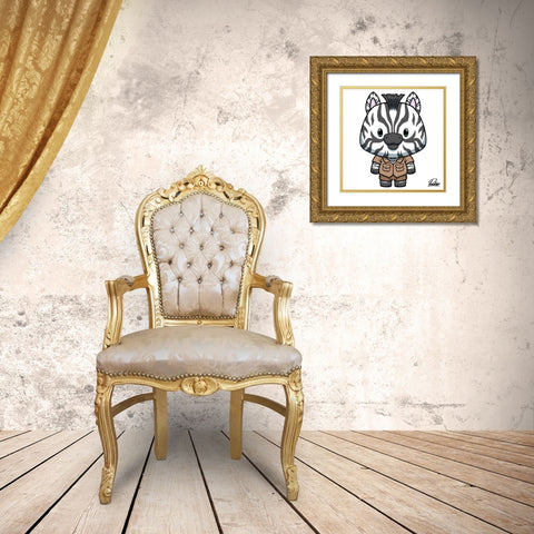Zane Zebra Gold Ornate Wood Framed Art Print with Double Matting by Prime, Marcus