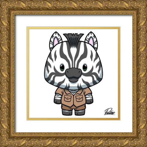 Zane Zebra Gold Ornate Wood Framed Art Print with Double Matting by Prime, Marcus