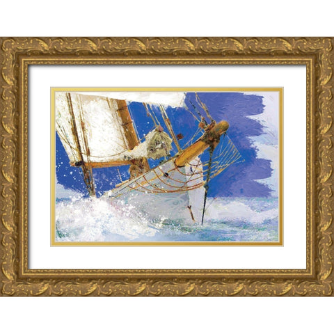 Sailing 2 Gold Ornate Wood Framed Art Print with Double Matting by Miller, Savannah