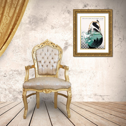 Teal Tea 4 Gold Ornate Wood Framed Art Print with Double Matting by Miller, Savannah