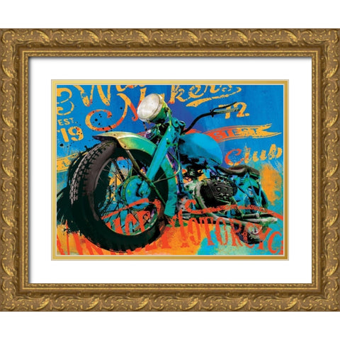 Vintage Bikes Gold Ornate Wood Framed Art Print with Double Matting by Miller, Savannah