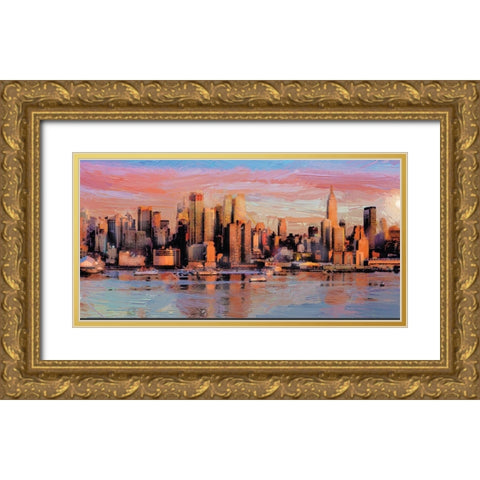 Manhattan Sunrise Gold Ornate Wood Framed Art Print with Double Matting by Miller, Savannah