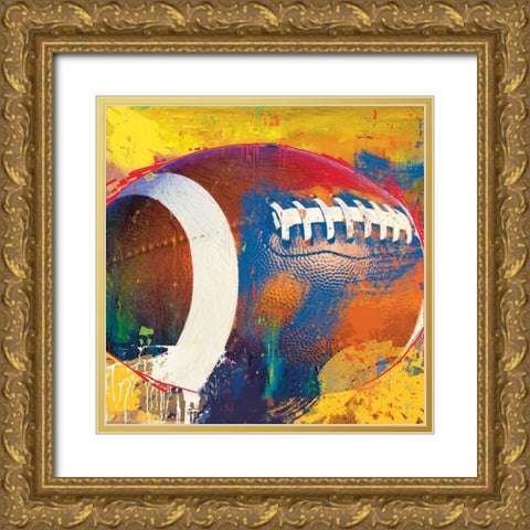 Football Gold Ornate Wood Framed Art Print with Double Matting by Miller, Savannah