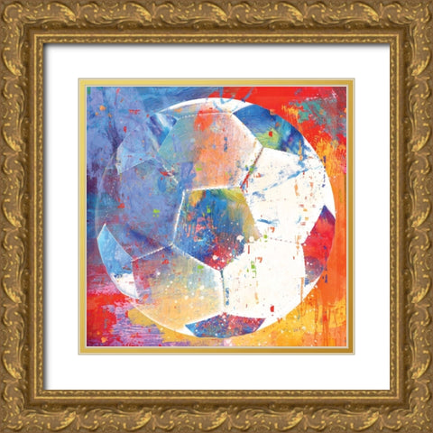 Soccer Gold Ornate Wood Framed Art Print with Double Matting by Miller, Savannah
