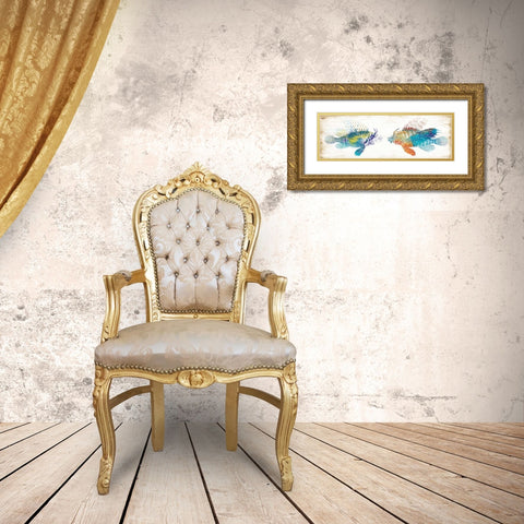 Fish Kiss Gold Ornate Wood Framed Art Print with Double Matting by Villa, Milli