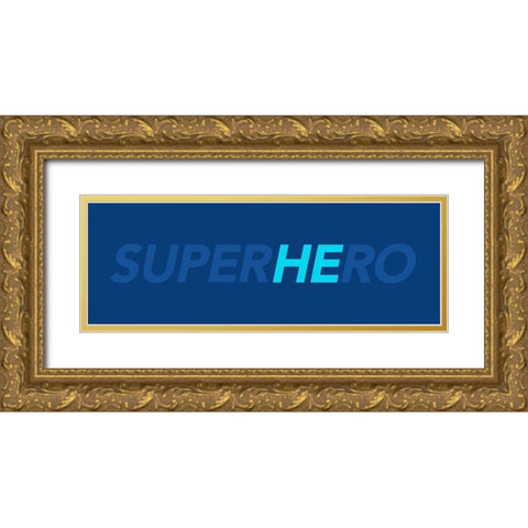 SuperHEro Gold Ornate Wood Framed Art Print with Double Matting by Villa, Mlli