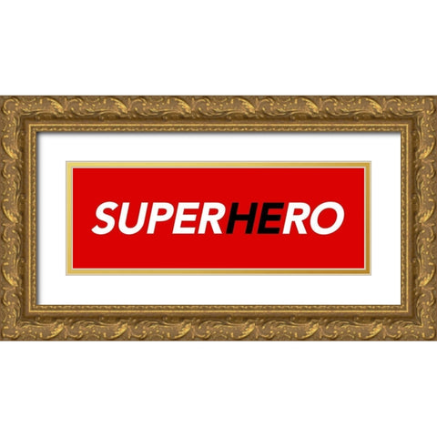 SuperHEro Red Gold Ornate Wood Framed Art Print with Double Matting by Villa, Mlli