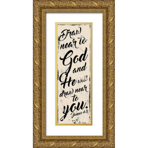 Draw Near Reverse Cream Gold Ornate Wood Framed Art Print with Double Matting by Villa, Mlli