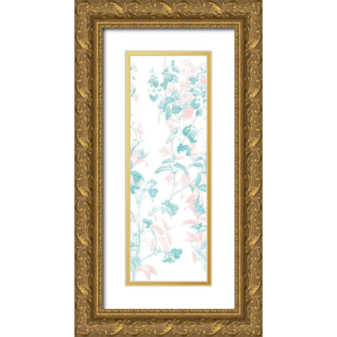Blush Teal In The Wind Gold Ornate Wood Framed Art Print with Double Matting by Villa, Mlli