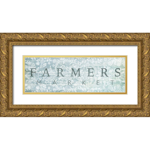 Farmers Market Blues Gold Ornate Wood Framed Art Print with Double Matting by Villa, Mlli