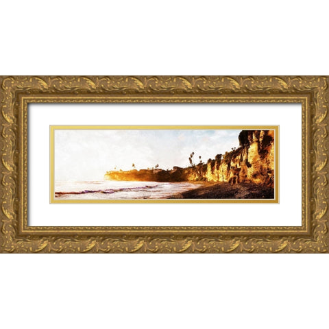 Pacific Beach Cali Gold Ornate Wood Framed Art Print with Double Matting by Villa, Mlli