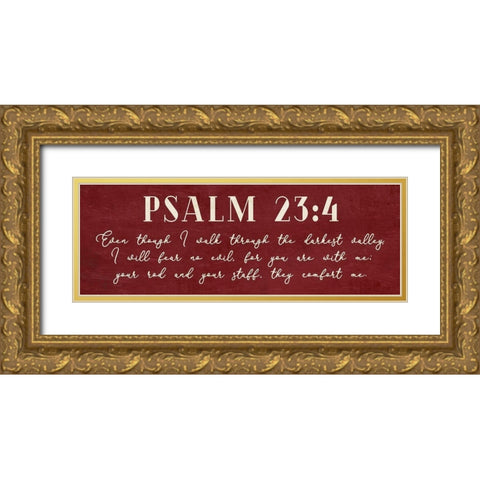 Psalm 23:4 Gold Ornate Wood Framed Art Print with Double Matting by Villa, Mlli