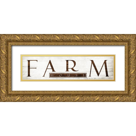 Farm House Title Gold Ornate Wood Framed Art Print with Double Matting by Villa, Mlli