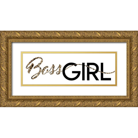 Boss Girl Flat Gold Ornate Wood Framed Art Print with Double Matting by Villa, Mlli