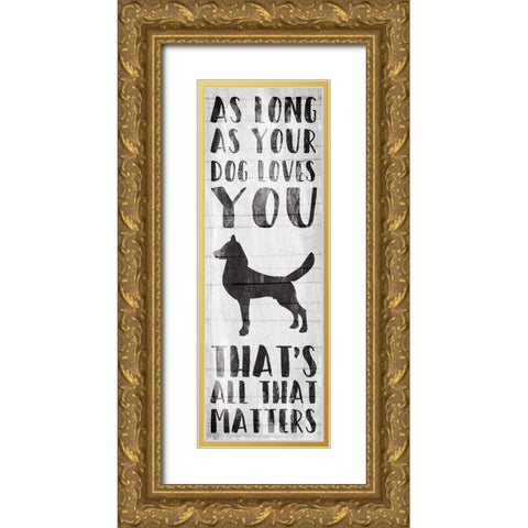 Dog Love Gold Ornate Wood Framed Art Print with Double Matting by Villa, Mlli