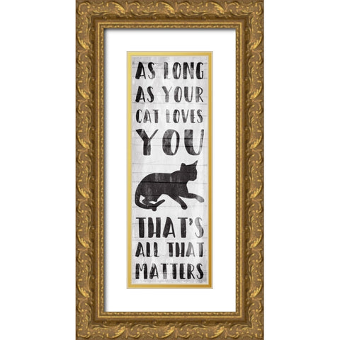 Cat Love Gold Ornate Wood Framed Art Print with Double Matting by Villa, Mlli