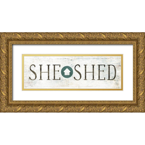 She Shed House Gold Ornate Wood Framed Art Print with Double Matting by Villa, Mlli