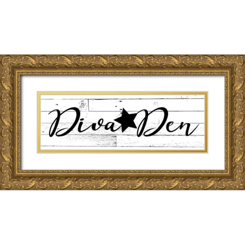 Diva Den B/W Gold Ornate Wood Framed Art Print with Double Matting by Villa, Mlli