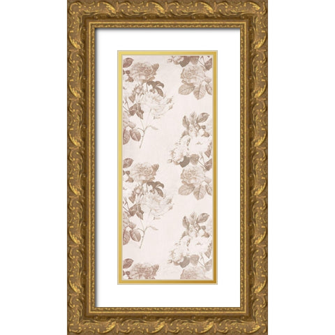 Sepia Flower Pattern Gold Ornate Wood Framed Art Print with Double Matting by Villa, Milli