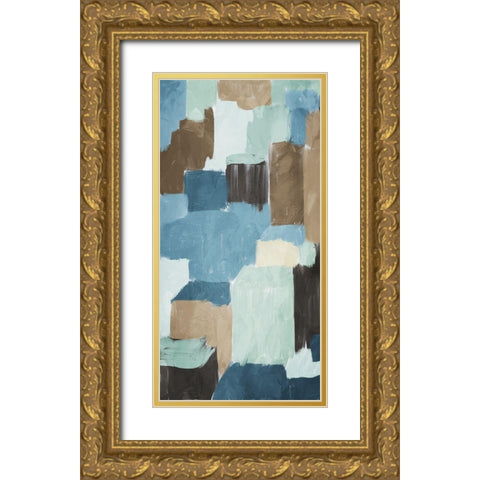 Blue Blocks 1 Gold Ornate Wood Framed Art Print with Double Matting by Villa, Milli